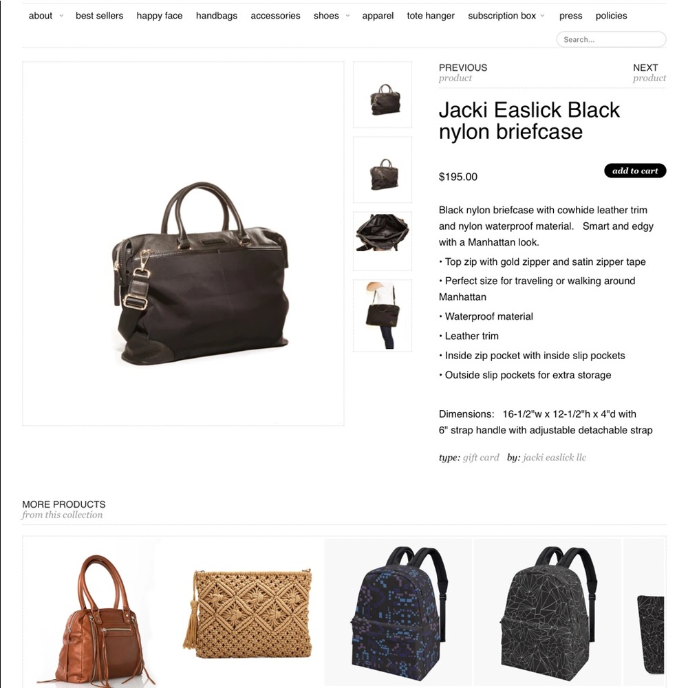 Jacki easlick black laptop briefcase tote 19x13